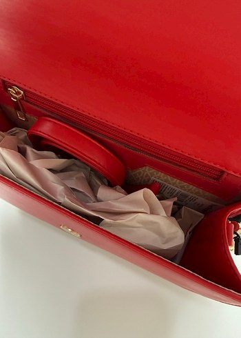 Network Deri Kırmızı Zincir Askılı Çanta - Görsel 3