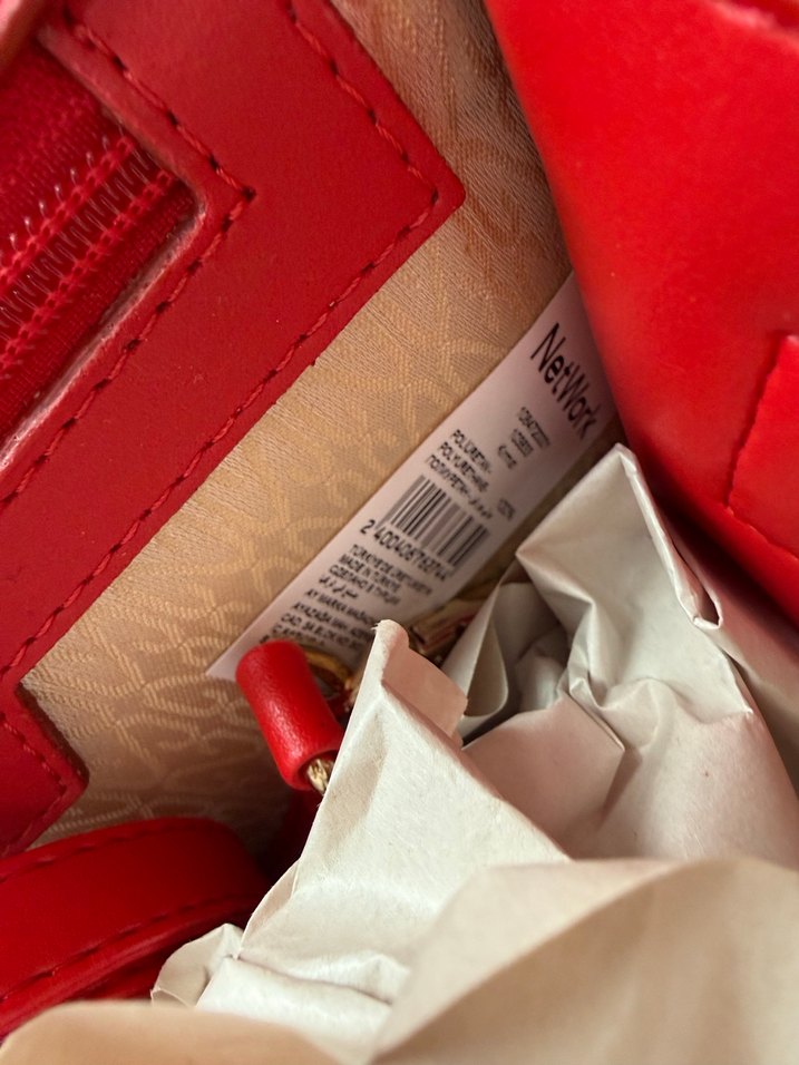 Network Deri Kırmızı Zincir Askılı Çanta - Görsel 2