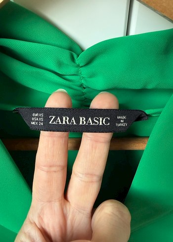 Zara Yeşil V Yakalı Salaş Gömlek - Görsel 2