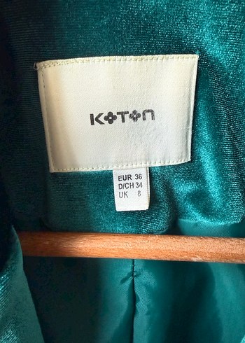 Turkuaz Kadın Kadife Düğmeli Blazer Ceket - Görsel 4