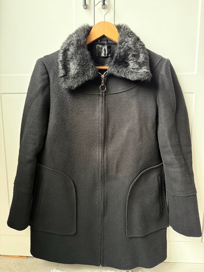 Boyner Siyah Kürklü Yaka Detaylı Kaşe Kaban - Görsel 2