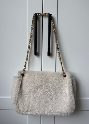Kürk Peluş Detaylı Bej Kadın Omuz Çanta - Görsel 2