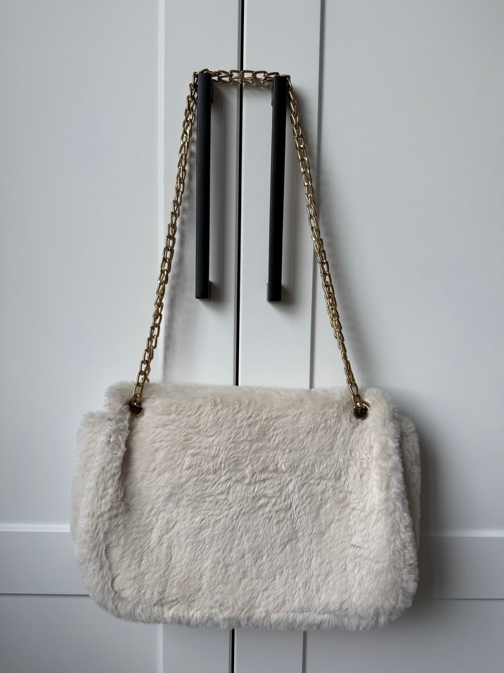 Kürk Peluş Detaylı Bej Kadın Omuz Çanta - Görsel 2