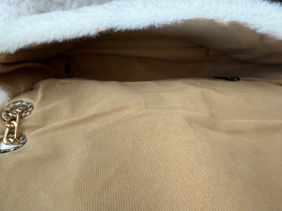 Kürk Peluş Detaylı Bej Kadın Omuz Çanta - Görsel 4