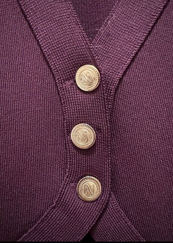 Network Bordo V Yaka Mini Düğmeli Kadın Elbise - Görsel 3