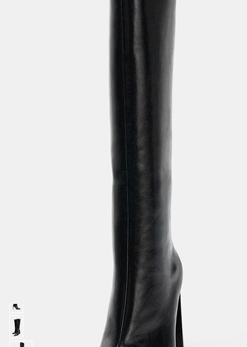 Zara Siyah Deri Topuklu Çizme - Görsel 3