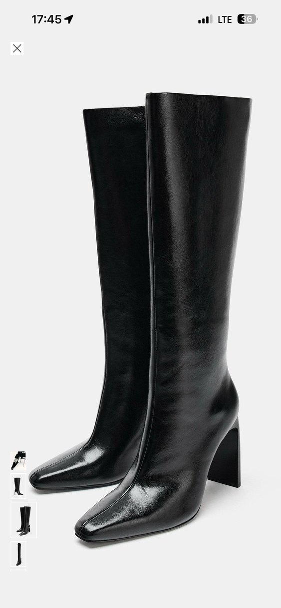 Zara Siyah Deri Topuklu Çizme - Görsel 2