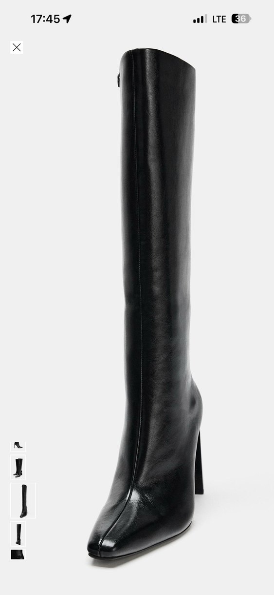 Zara Siyah Deri Topuklu Çizme - Görsel 3