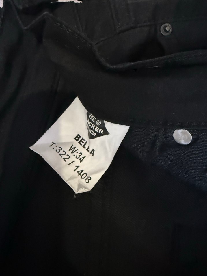 Düğmeli Siyah Keten Rahat Kesim Kadın Pantolon - Görsel 3