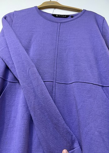 Alvina ince örgü Mor Uzun Kollu Kadın Sweatshirt - Görsel 2