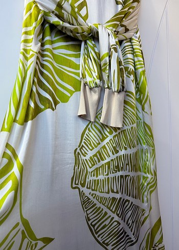 Kadın Straplez Uzun Yeşil Bohem Elbise - Görsel 2