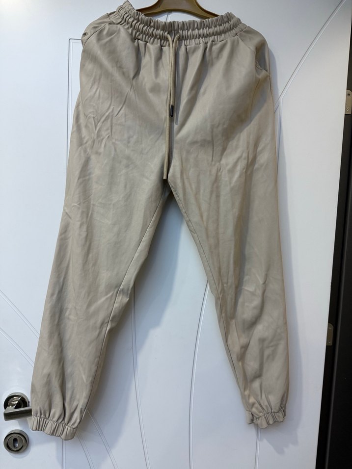 Krem rengi içi türlü kışlık paçası lastikli 38-40 beden pantolon - Görsel 4