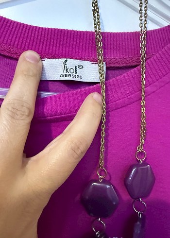 Parlak Mor Uzun Kollu pembe 38 beden tunik - Görsel 2