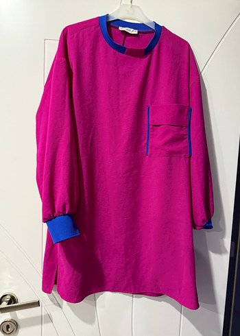 Pembe Uzun Kollu Salaş Tunik - Görsel 4