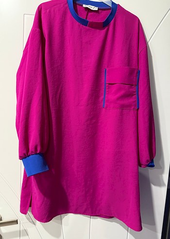 Pembe Uzun Kollu Salaş Tunik - Görsel 2