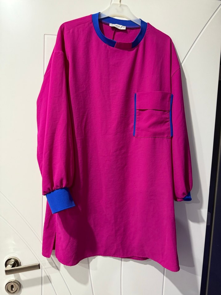 Pembe Uzun Kollu Salaş Tunik - Görsel 4