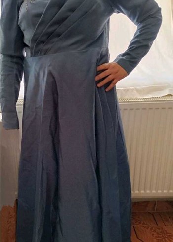 Gri Drapeli Uzun Kadın Elbisesi - Görsel 2