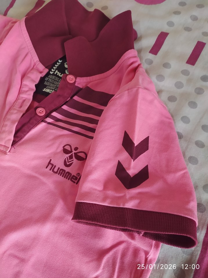 Pembe V Yaka Polo Tişört - Görsel 4