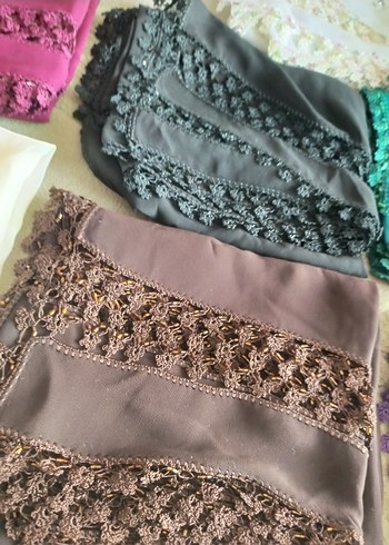 Boncuk İşlemeli Kadın Şal El emeği - Görsel 4