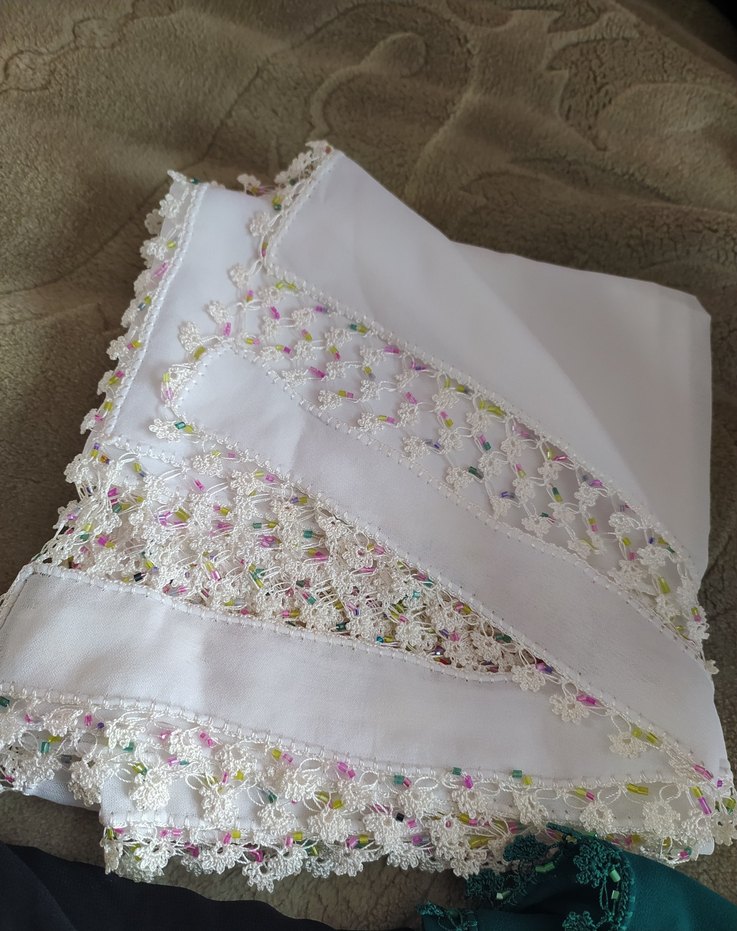 Boncuk İşlemeli Kadın Şal El emeği - Görsel 5