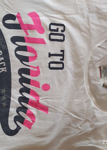 Baskılı Beyaz Kız Tişörtü V Yakalı - Görsel 2