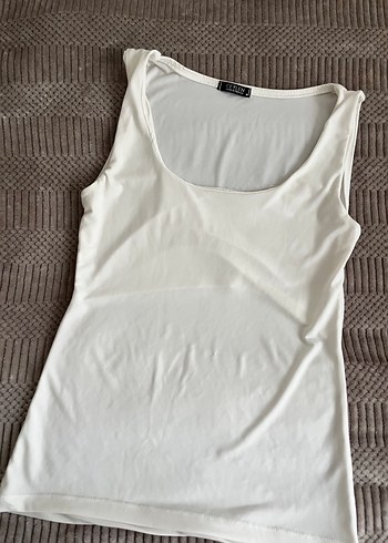 Kadın Beyaz Pamuklu Kolsuz Basic Atlet - Görsel 2