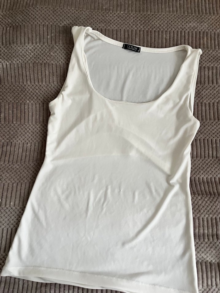 Kadın Beyaz Pamuklu Kolsuz Basic Atlet - Görsel 2