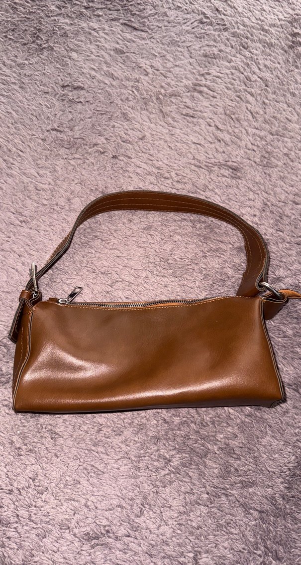 Deri Kahverengi Fermuarlı Kadın Çanta - Görsel 2