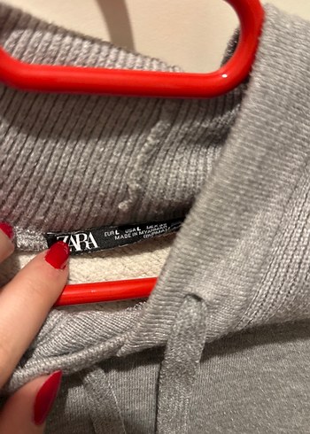 Gri Kapüşonlu Kadın Sweatshirt - Görsel 2