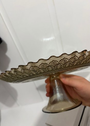 Akcam Ayaklı Bohem Kahverengi Kek Tabağı - Görsel 3