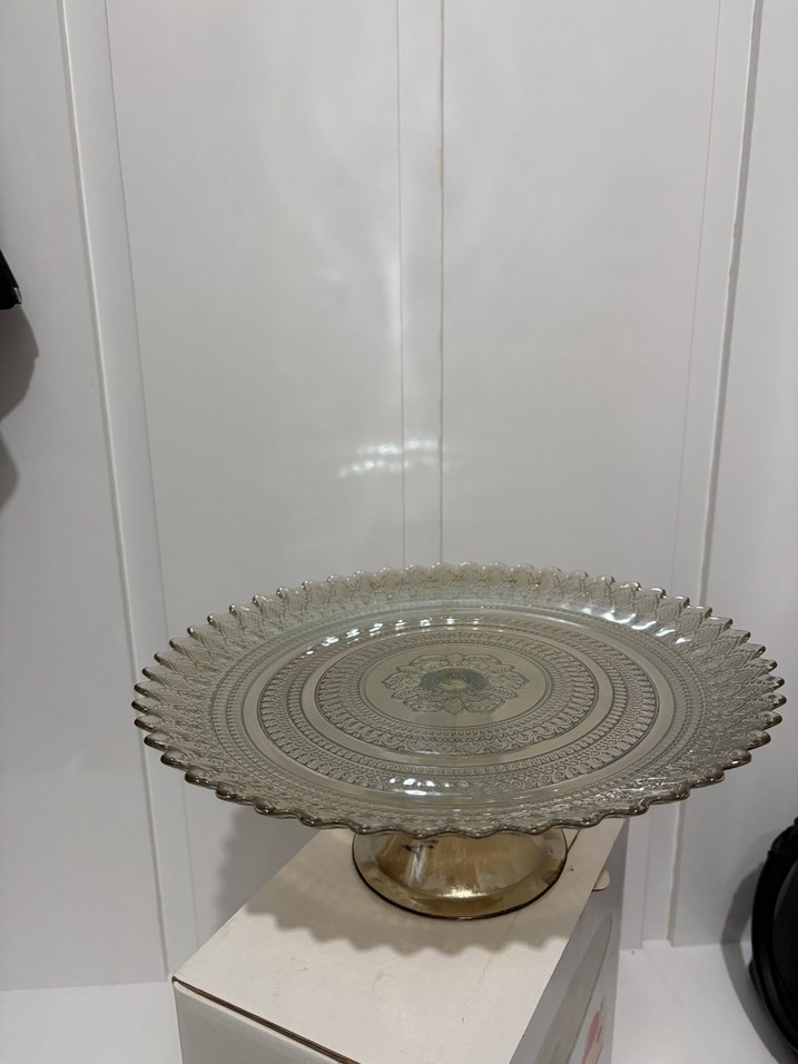 Akcam Ayaklı Bohem Kahverengi Kek Tabağı - Görsel 2