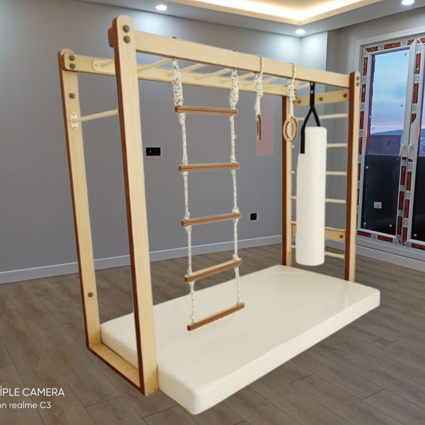 Bej Ahşap Çok fonksiyonlu merdiven - Görsel 2