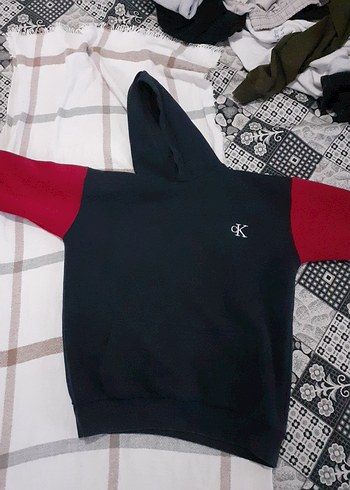 Calvin Klein Kirmizi Siyah Kapusonlu Erkek Sweatshirt