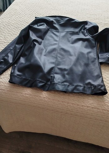 Düğmeli Siyah Deri Kadın Ceket - Görsel 4