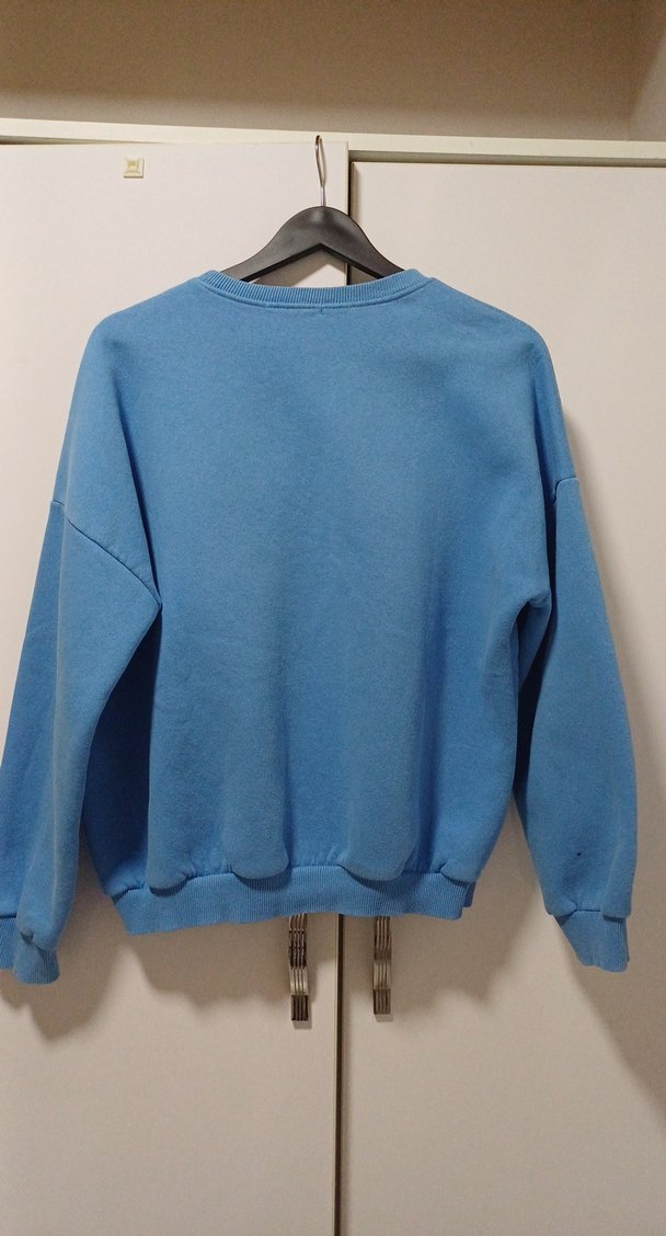 Mavi Oversize Kadın Sweatshirt - Görsel 2