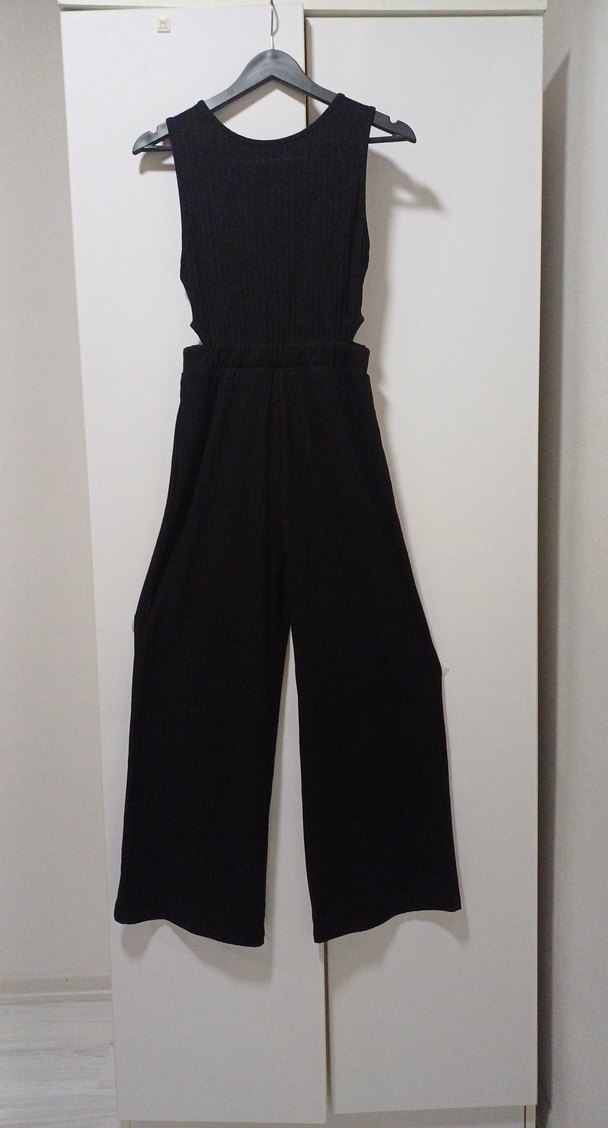 Siyah, V Yaka,Kadın Tulum - Görsel 2