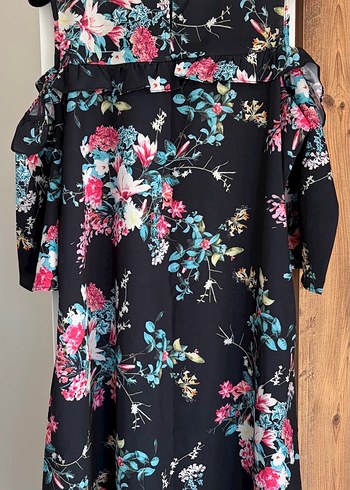 Çiçek Desenli Uzun Bohem Straplez Elbise - Görsel 2