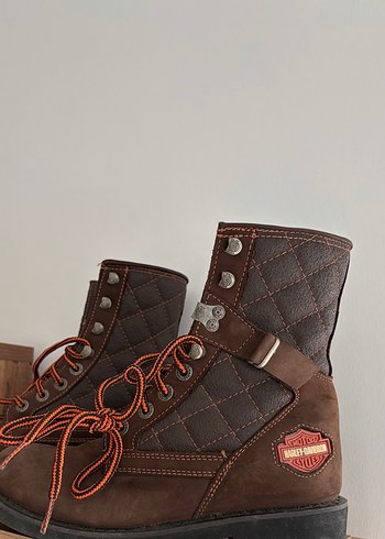 Kahverengi Deri Biker Kadın Botları - Görsel 2