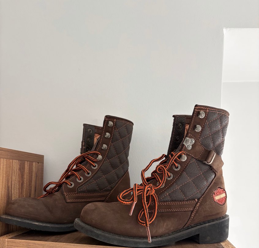 Kahverengi Deri Biker Kadın Botları - Görsel 3