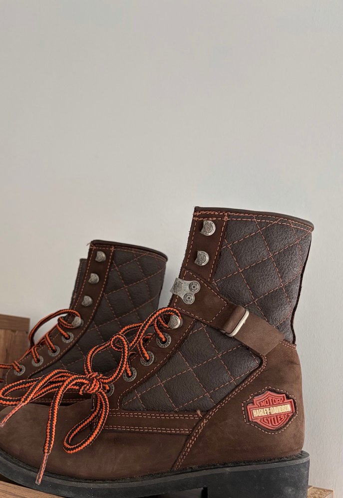 Kahverengi Deri Biker Kadın Botları - Görsel 2