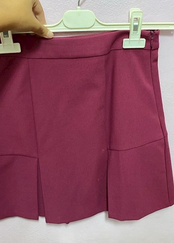 Bordo Pilili Mini Etek - Görsel 2