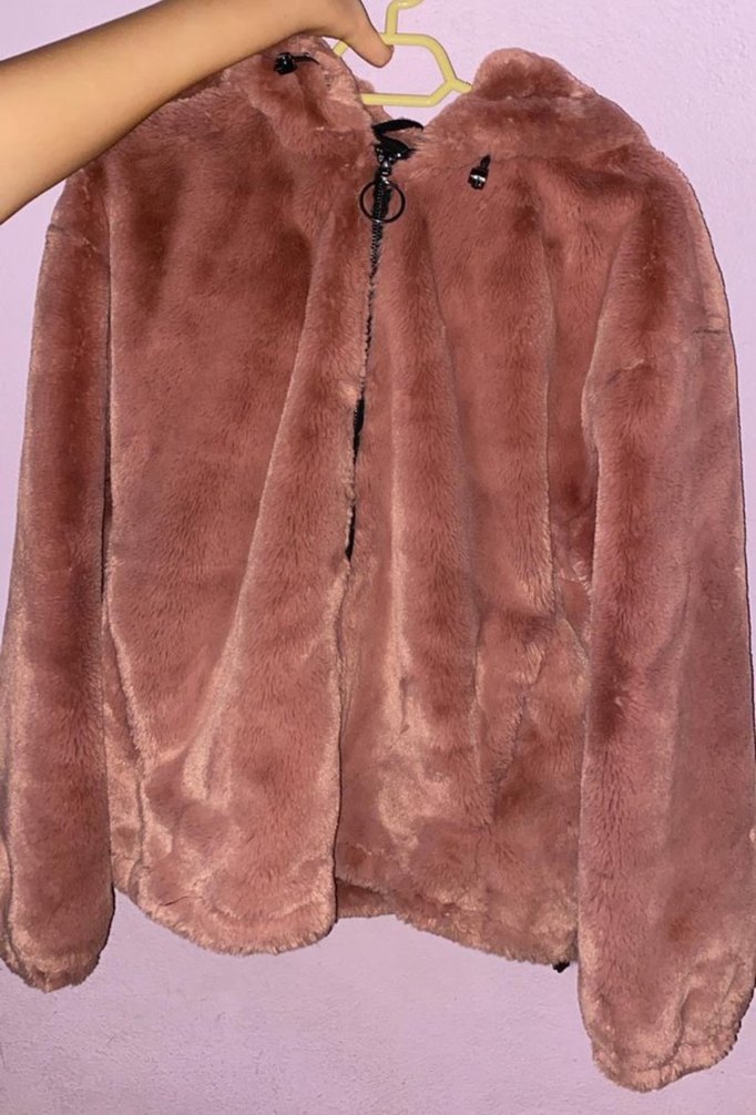 Pembe Kürklü Kadın Midi Ceket - Görsel 2