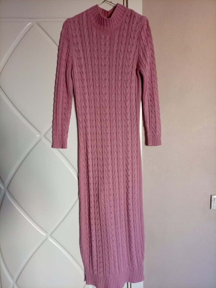 triko elbise pembe - Görsel 2