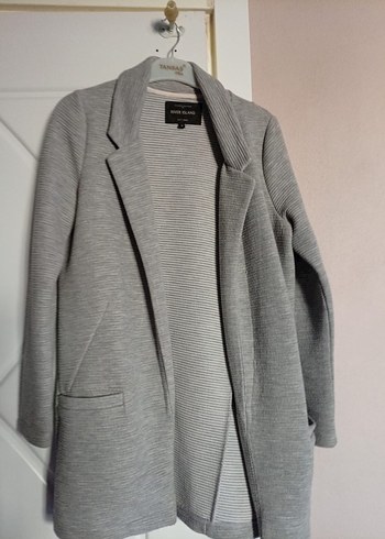 Düğmeli Gri Midi Keten Kadın Ceket - Görsel 2