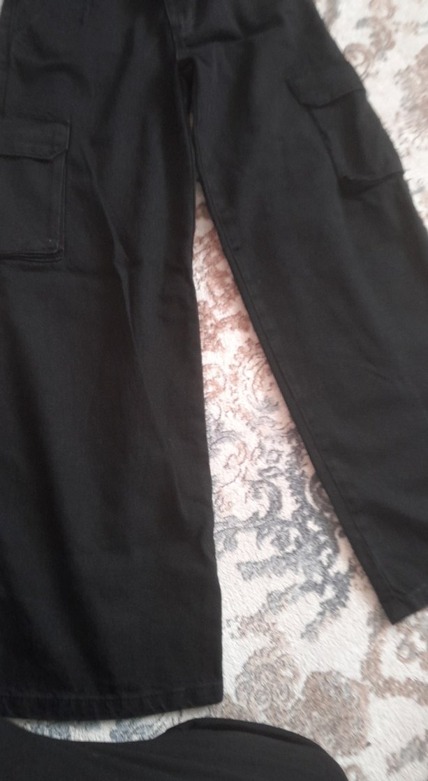 çocuk Siyah Bol Kesim Midi Kot Pantolon - Görsel 2