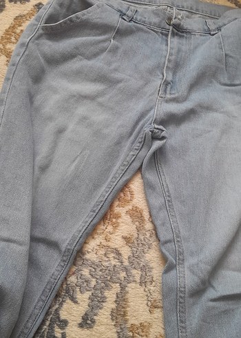 Gri Kadın Bol Kesim Midi Kot Pantolon - Görsel 2