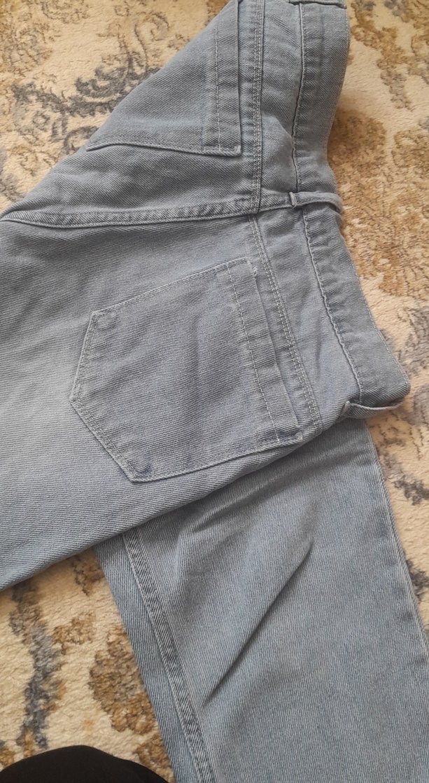 Gri Kadın Bol Kesim Midi Kot Pantolon - Görsel 3