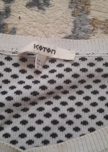 Düğmeli Gri Beyaz Mini Triko Kazak - Görsel 2