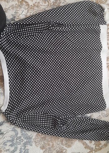 Düğmeli Gri Beyaz Mini Triko Kazak - Görsel 3