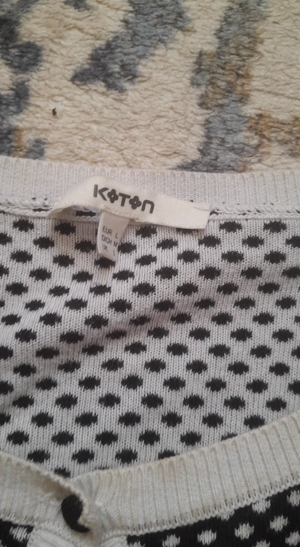 Düğmeli Gri Beyaz Mini Triko Kazak - Görsel 2